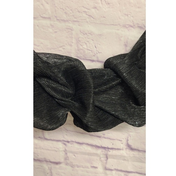 Vince Camuto Black Metallic Ribbed Puff Sleeve Jumpsuit Women's Size S - Picture 6 of 12